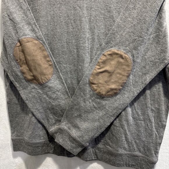 Tasso Elba Men's Long Sleeve Striped Pullover Sweatshirt Suede Elbows Grey XL - Picture 3 of 11